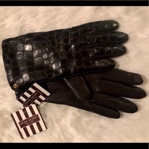 Henri Bendel Women’s Croc Embossed Leather Gloves